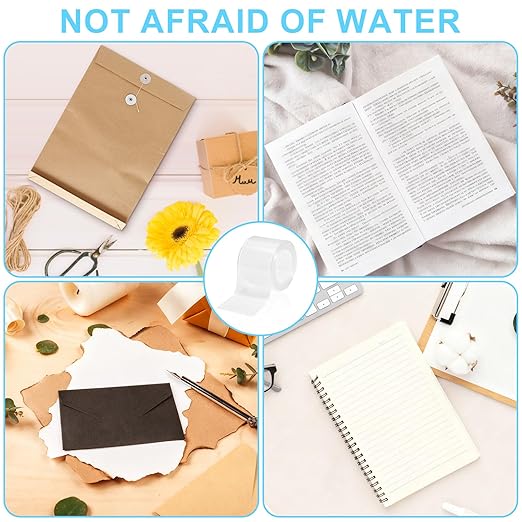 Engorgio Clear Strong Waterproof Adhesive Archival Safe Book Repair Tape 2pcs, 2Inch x 16.5Ft - Removable Book Binding Tape for Old Books, Broken Pages, Textbook Spine & Library Repair Supplies.