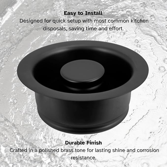 Westbrass D2089-62 4-1/4" Kitchen Sink Waste Disposal Drain Flange and Stopper, Matte Black