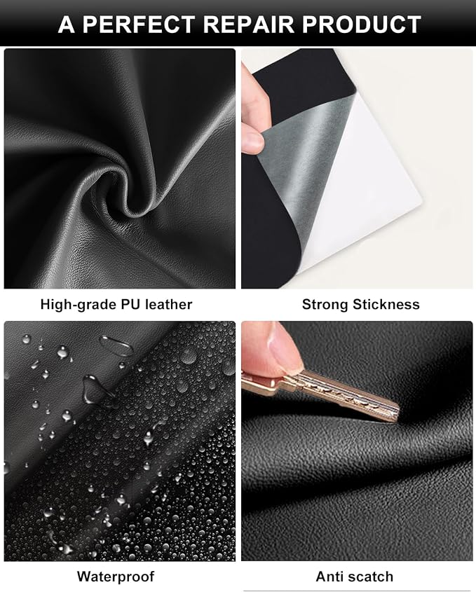 Numola Leather Repair Patch 8×11 inch Self-Adhesive Leather Repair Tape, Scratch/Holes Vinyl Repair Kit for Couch, Car Seat, Sofas, DIY Furniture Upholstery, Chair, Jackets, First-aid (Light Brown)