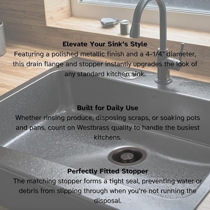 Westbrass D2089-50-12 4-1/4" Kitchen Sink Waste Disposal Drain Flange and Stopper, Oil Rubbed Bronze (50-Pack)