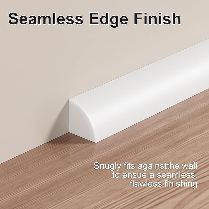 0.25" x 0.25" Mini Quarter Round Molding,40FT Self Adhesive Flexible Trim for Small Gaps, Countertop Wall Seam, Window Sill, Desk & Cabinet Edge, Peel and Stick Finishing Strip