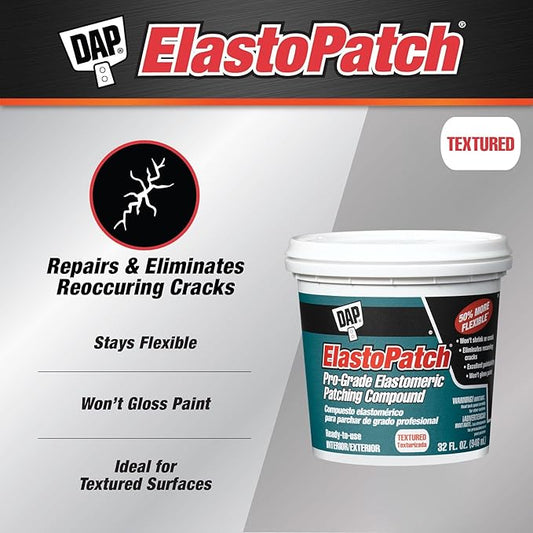 DAP ElastoPatch Textured Flexible Patching Compound, Off White, 32 Oz (7079812288)