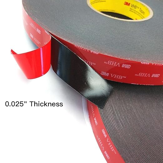 3M Double Sided Mounting Tape 2 Pack 0.5" Width 5925 Black Foam Tape High Bond Waterproof Heavy Duty Strong Adhesive Tape Thick 0.025 in Fastener Replace Décor Frame Logos