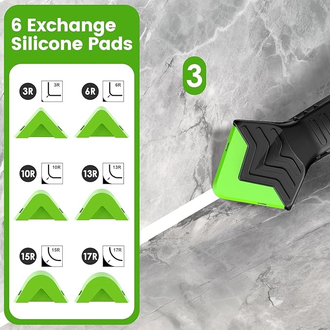 5-in-1 Silicone Caulking & Grout Tool Kit – Multi-Purpose Sealant Finisher with Grout Scraper, 6 Reusable Silicone Pads & Adhesive Removal for Kitchen, Bathroom & Window Seams