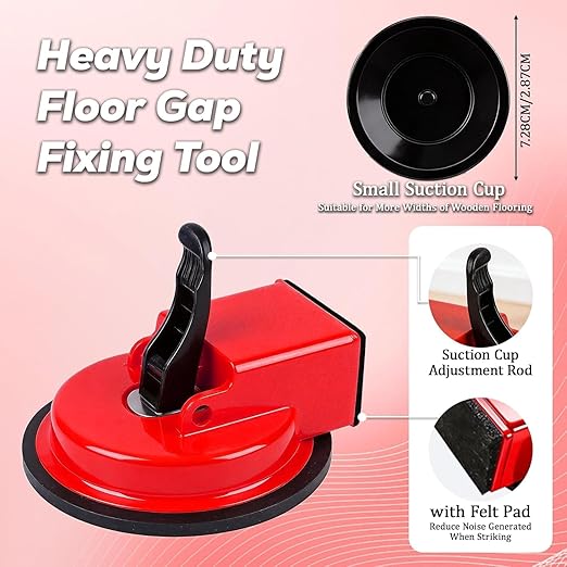 Floor Gap Fixer Tool, Heavy Duty Laminate Floor Suction Cup Repair Tool, for Laminate, Wood, Tile, Vinyl Floor Gap Repair Tool - Durable, Compact, & Efficient Flooring Tools (Red) (Orange)