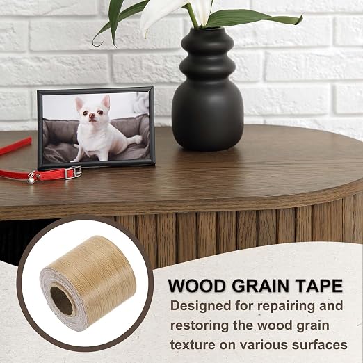 PATIKIL Wood Grain Tape 2" x 32 ft, Self-Adhesive Wood Texture Repair Tape Realistic Wooden Effect Patch for Furniture Cabinets Floor Walls, Birch