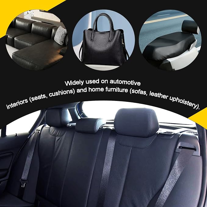 2PCS Self Adhesive PU Leather Repair Patch for Car Seat Furniture and Upholstery Strong Adhesive Easy-to-Use Leather Repair Tape for Tears(Black)