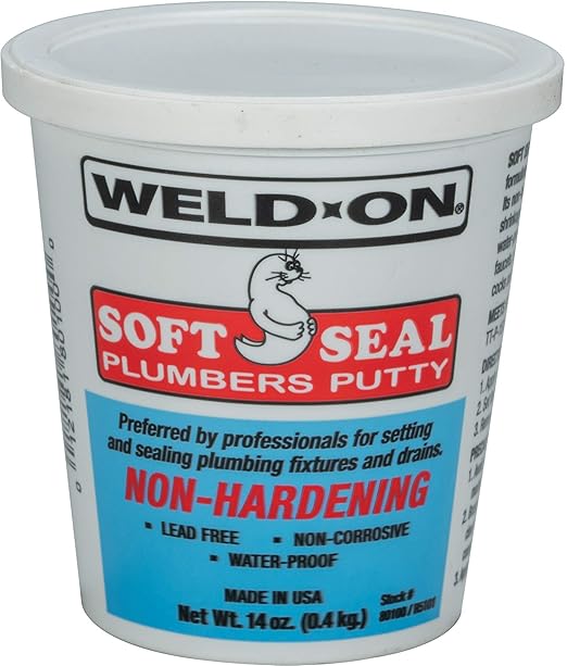 IPS WELD-ON 80100 Soft Seal Stain-Free Plumber's Putty - Lead-Free, Non-Corrosive, and Waterproof,14 oz