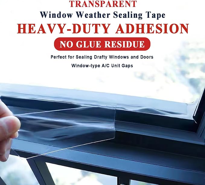 Dstorelhp Clear Window Sealing Tape, 2'' X 262FT, Window AC Insulation Tape | Energy Efficient, Waterproof, Window Air Conditioner Sealing Tape, Blocker for Cold Heat Air, No Residue