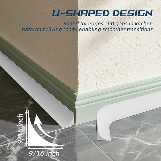 Flexible Quarter Round Molding Trim - Peel and Stick Silicone Caulk Strip,Shoe Molding for Floor Edge,Wall Corner,Staircase,Cabinet,Baseboard and Window Sill in Bathroom/Kitchen/Living Room,118 Inch