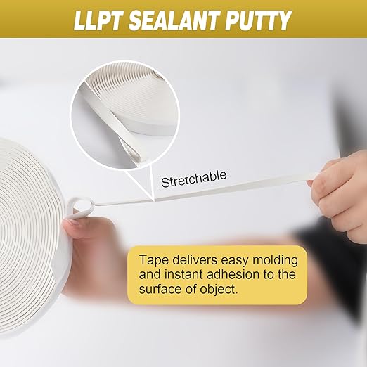 LLPT Butyl Tape White 1/2 Inch x 33Ft 2 Pack Tight Seal for Leak Proof EPDM RV Repair Window Glass Boat Sealing Roof Pipe Patching(WST052)