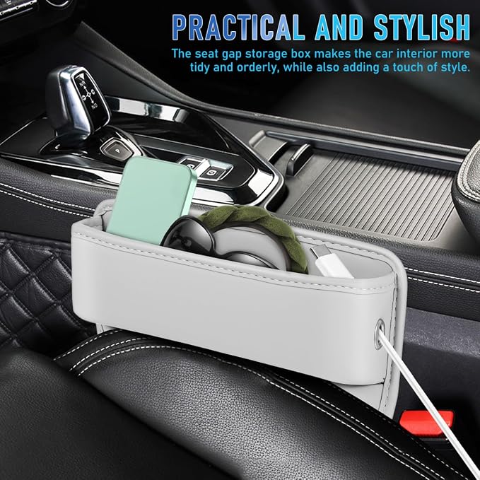 Healifty Car Seat Gap Filler Organizer: 2Pcs Leather Front Console Storage Box and Automotive Truck Interior Accessories for Women Men, Vehicle Holder between Seats