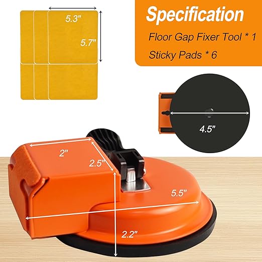 Floor Gap Fixer Tool, Floor Repair Suction Plank Grabber for Closing Gaps in Laminate Floors, Vinyl Plank, Hardwood, Tile, Heavy Duty Plank Grabber Fixer Tool with Pump Suction & Sticky Pads
