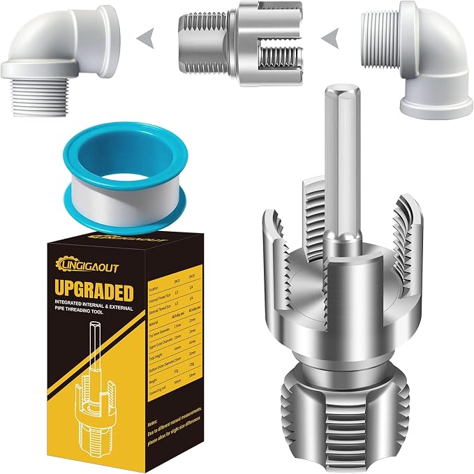 Internal & External Pipe Threading Tool, PVC Pipe Threader, Pipe Threading Tool, 1/2'' 3/4'' Dies Electric Drill Compatible for Home Repair (2PCS) (1/2（DN15))