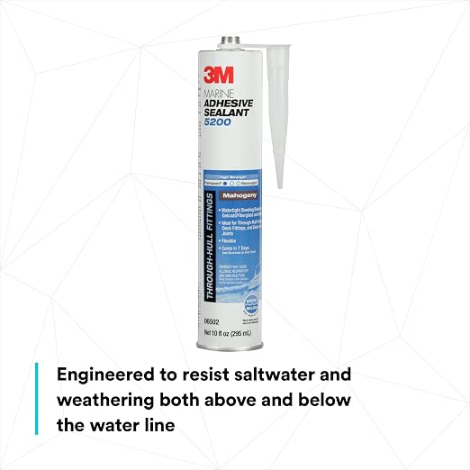 3M Marine Adhesive Sealant 5200, Mahogany, PN06502, Flexible Bonds, Long Work-Time, 1/10 Gallon Cartridge, 10 fl oz