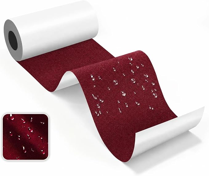 Canvas Repair Tape, Heavy Duty Waterproof Self-Adhesive Fabric Repair Patch for Tent, Sofa, Boat Covers, Chairs, Awning & Camping Outdoor Gear, 3"x79", WineRed
