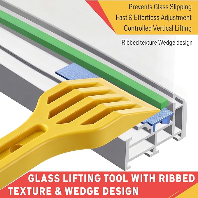Feekoon Plate Glass Lifting Tool & Silicone Caulk Finishing Set, Window Glazing Positioning and Caulk Shaping Tools, for Window, Door & Panel Installation