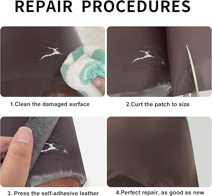 Leather Repair Patch, 35X158 Inch Self Adhesive Leather Repair, Large Vinyl Patch Tape for Couches, Furniture, Car Seats, Cabinets, Wall, Handbags （Dark Brown, 35X158 Inch）