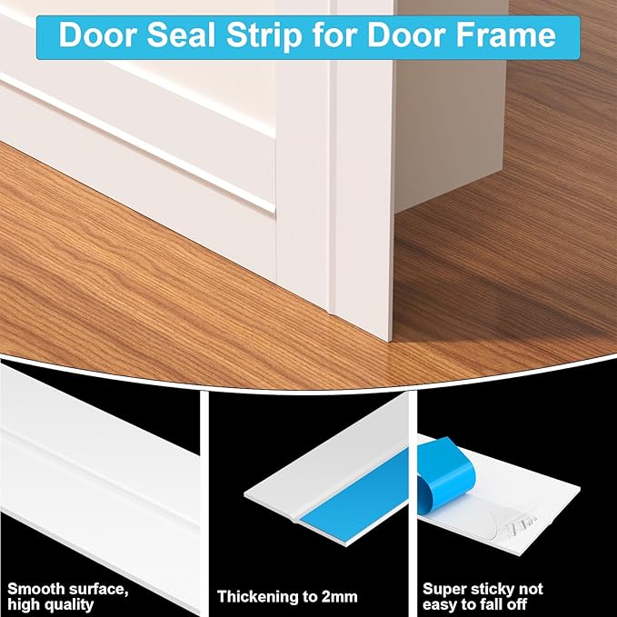 Thickened Weather Stripping Door Seal, Gap Seal for Frame and Gaps Draft Stopper,Glass Shower Door Sweep, White, 36 Feet x 1 Inch
