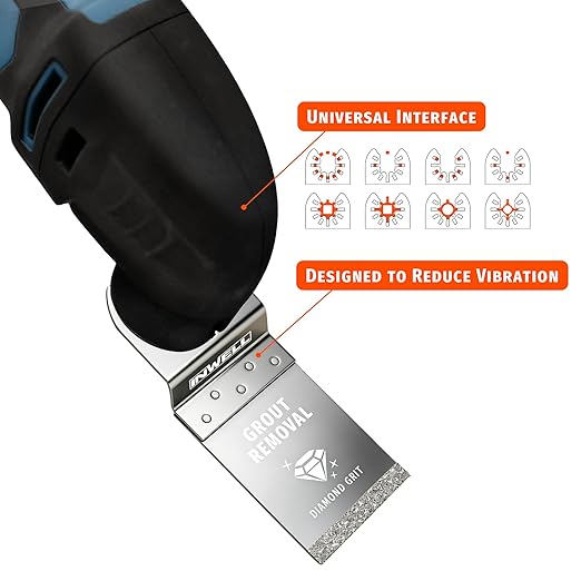 3PCS Diamond Oscillating Tool Blades, Universal-Fit Multi Tool Saw Blades for Grout Removal, Tile Mortar Cleaning & Soft Tile Cutting, Durable Diamond Grit, Fits, Dewalt, Milwaukee, Ryobi, Bosch