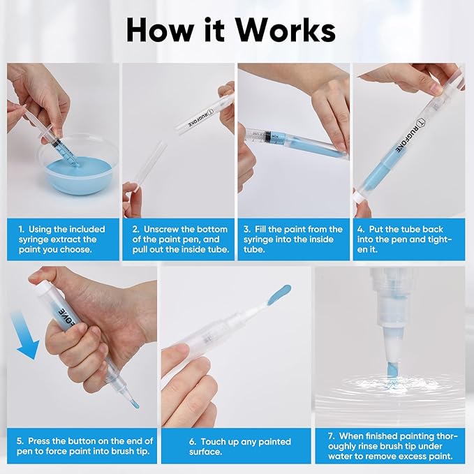Touch Up Paint Pen 4 Paint Touch Up Pens Fillable Brush Refillable for Walls Wall Repair Funiture Cabinet Wood Floor Window 6ML 9Pcs Set