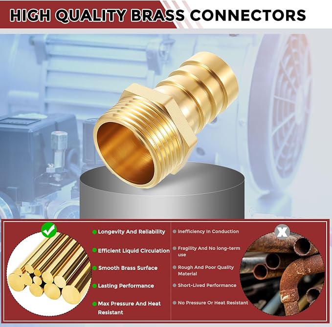 Pack of 1 Brass Hose Barb Fittings 3/4" Hose Barb to 3/4" G Male Fittings