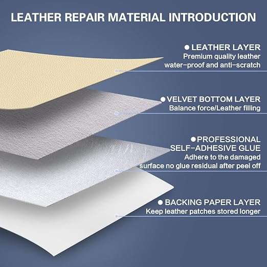 Self Adhesive Leather Repair Patch Kit, 31.4 in x 16 in Large Vinyl Leather Repair Tape for Furniture, Car Seat, Couch, Sofa, Chair Light Yellowish