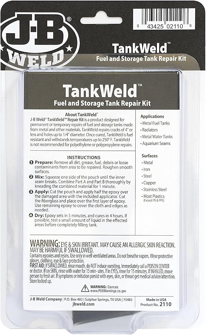 J-B Weld 2110 Metal Fuel Tank Repair Kit