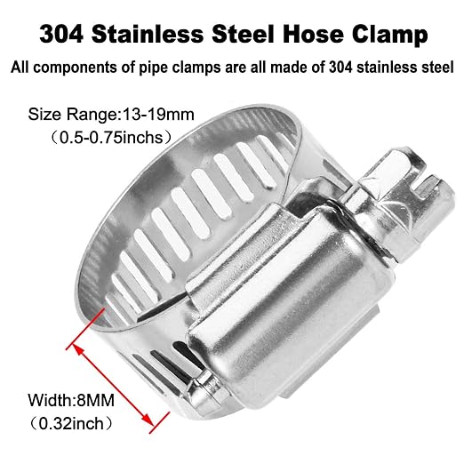Da by 6 pcs 3/8"(10mm) Brass Tee Barb Fittings for 3/8" ID Hose,18 pcs Stainless Steel Pipe Clamps,3 Way Union Intersection for Water/Fuel/Air(T)