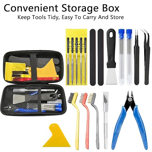 36 Pcs 3D Printer Tool Kit, 3D Printing Accessories with Silicone Scraper, Needle File Set, Tweezers, Brushes, Cutter Grinding Rods for Post Processing Model Finishing
