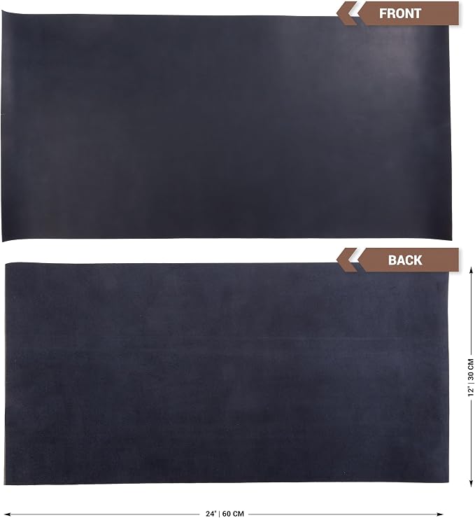 Shkira 12''X24'' Genuine Dark Blue Leather Sheets for Crafts - Square 2.0MM Thick Genuine - Thick Cowhide Pieces Square - Leather Sheet for Arts