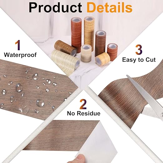 PATIKIL Wood Grain Tape 4.7" x 32 ft, Self-Adhesive Wood Texture Repair Tape Realistic Wooden Effect Patch for Furniture Cabinets Floor Walls, Ebony