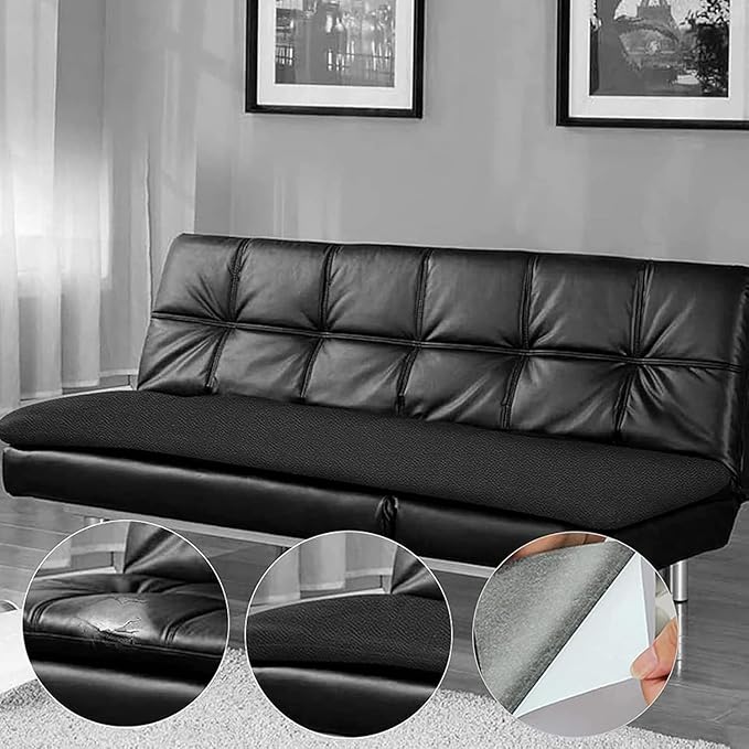 Leather Repair Patch, 24 x 54 Inch, Self Adhesive Leather Repair Tape, Large Vinyl Patch Kit, Vinyl Repair Tape, for Couches, Car Seats, Chairs, Furniture (Black)