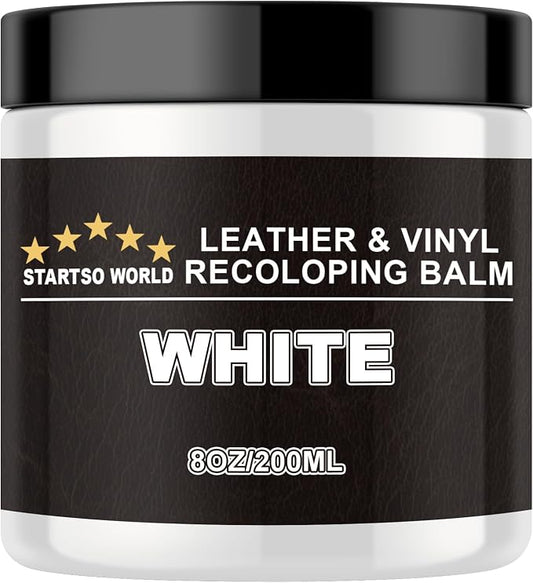 STARTSO WORLD Leather Recoloring Balm - Repair Kit for White Furniture and Car Seats | Scratch Remover, Restores Faded Leather