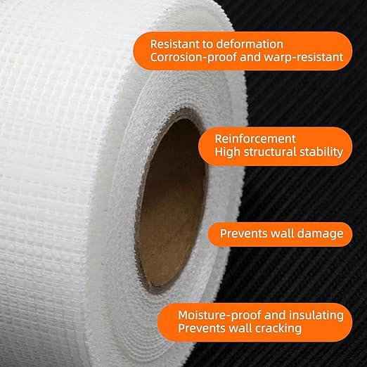QILIMA Drywall Joint Tape 2 Inch x 148 Feet- Heavy-Duty Self-Adhesive Fiberglass Mesh Tape for Drywall Repair, Joint Taping, Crack Fixing(6 Rolls)