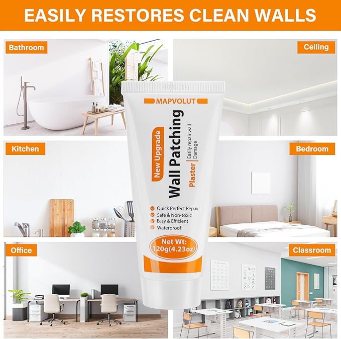 MAPVOLUT Drywall Repair Kit, 2 Pack Wall Mending Agent with 2 Scraper, Proective Gloves, Quick and Easy Solution to Fill The Holes and Crack for Home Wall, Plaster Wall Dent Repair