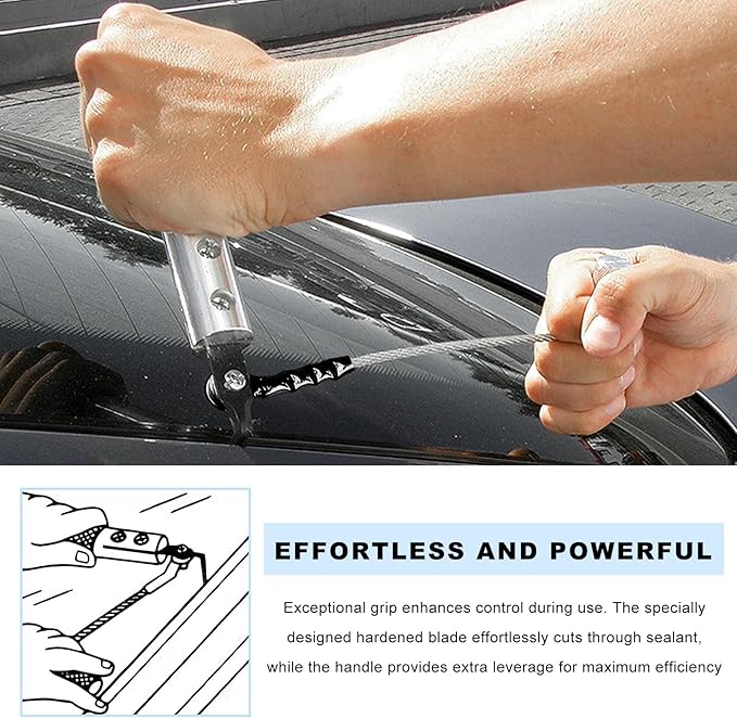Windshield Removal Tool, Aluminium Alloy Auto Windscreen Replacement Tool with Steel Blade, Professional Window Glass Trim Remover for Sedan Truck SUV, Car Accessories