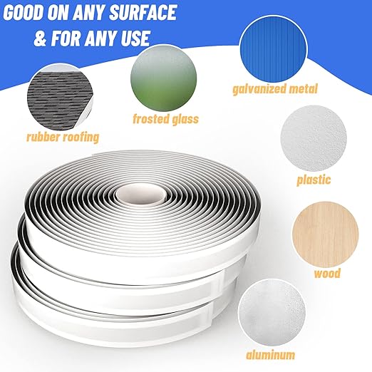 Black Butyl Seal Putty Tape - 1/8" x 3/4" x 30 ft (4-Pack) - Camper/RV Window Repair, EPDM Rubber Roof Pipe Patching, Pool & Boat Sealing