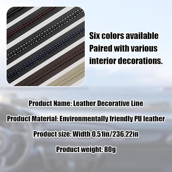 Car Interior Trim Strips, 19.68Ft Flexible Leather Vehicle Gap Fillers Decoration Molding Line, DIY Auto Central Control Door Garnish Accessories, Universal for SUV, Sedan, Truck (Black/Blue)