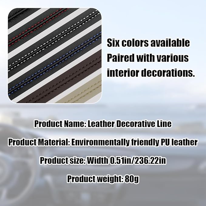 Car Interior Trim Strips, 19.68Ft Flexible Leather Vehicle Gap Fillers Decoration Molding Line, DIY Auto Central Control Door Garnish Accessories, Universal for SUV, Sedan, Truck (Black/Red)