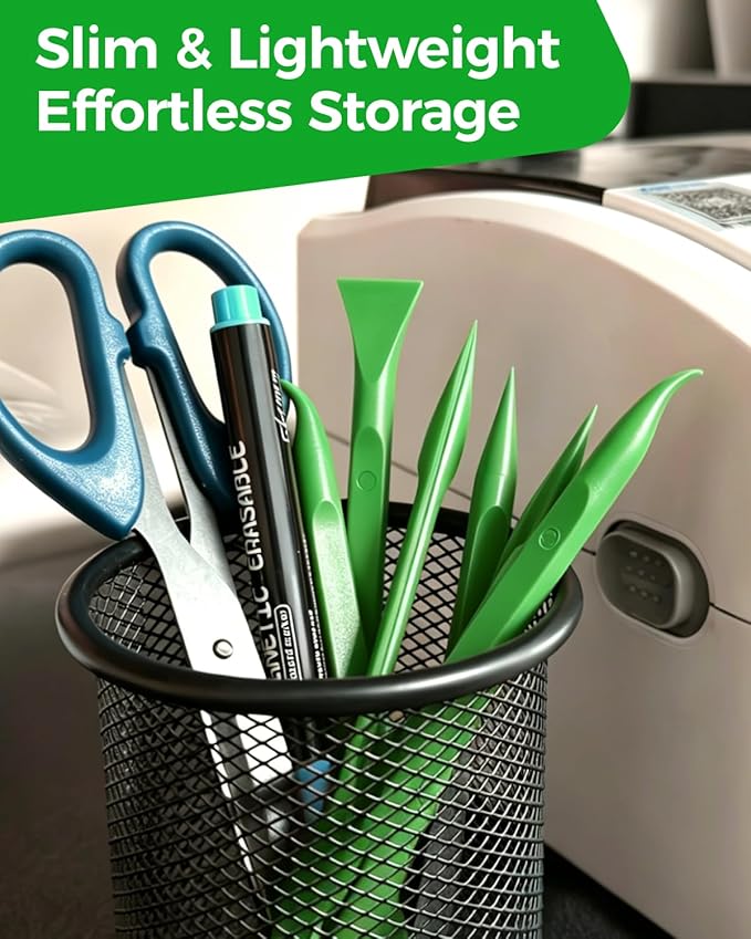 12Pcs Plastic Scraper Tool, Crevice Cleaning Tool, Non-Scratch Car Detailing Supplies for Cleaning, Versatile Label/Sticker Remover & Peeler Tool for Tight Spaces (Green-12Pcs)