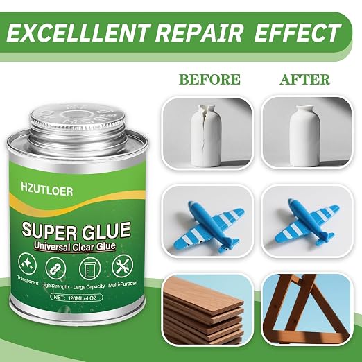 Super Glue,Clear Glue with Brush,All Purpose Strong Adhesive,Instant Superglue Multi-Purpose Glue for Wood,Ceramic,Leather,Plastic,Glass,Metal,Rubber,DIY Crafts