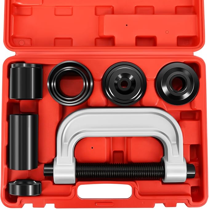 ‎DNA Motoring 10pcs Ball Joint Press Removal/Installation Tool Set with Adapters for Most 2WD 4WD Cars Light Trucks,Red, TOOLS-00311