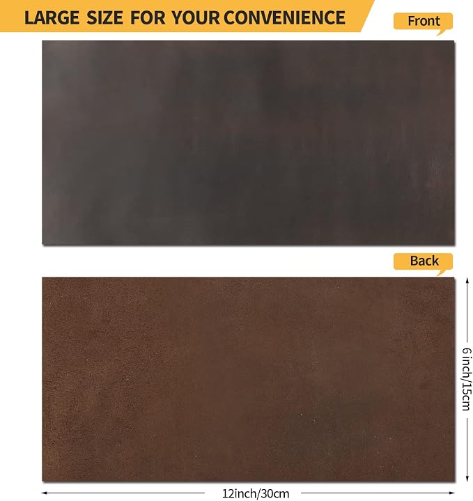 RingSun Genuine Leather Sheets for Craft (2mm), Full Grain Leather for Tooling Craft Sewing(6''X12'', Black Coffee)