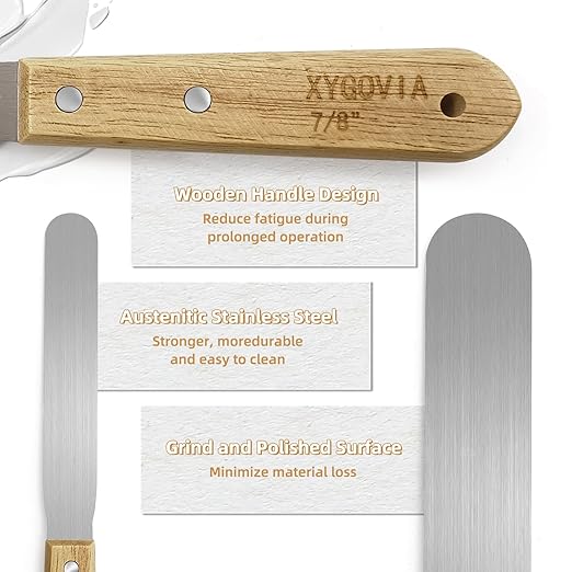9-Piece Caulking Spatula with Wooden Handle, Professional Stainless Steel Caulk Tool Set Finishing Tools, Streamline Spatulas for Caulk Application