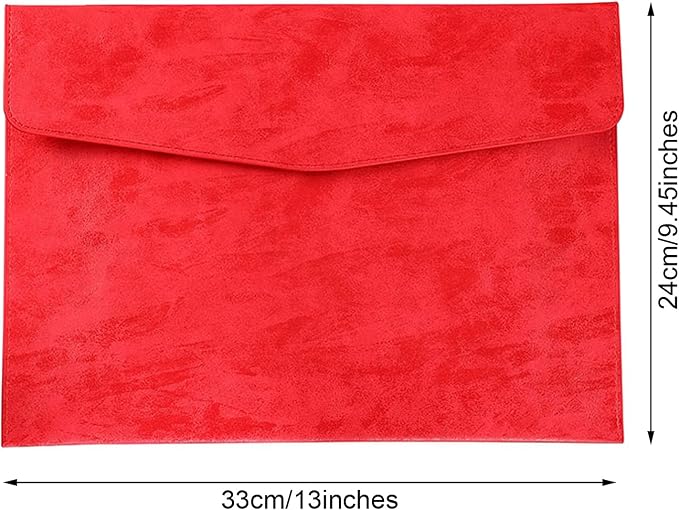 PU Leather A4 File Folder Document Holder Waterproof Portfolio Envelope Folder Case with Snap Closure Red