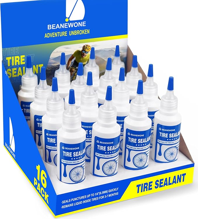 Tubeless Tire Sealant, Tubeless Bike Sealant - 2oz per Bottle, Long-Lasting for MTB, No Tubes and Tubeless Tires. No Tire Removal, Directly Refills in Under 30s