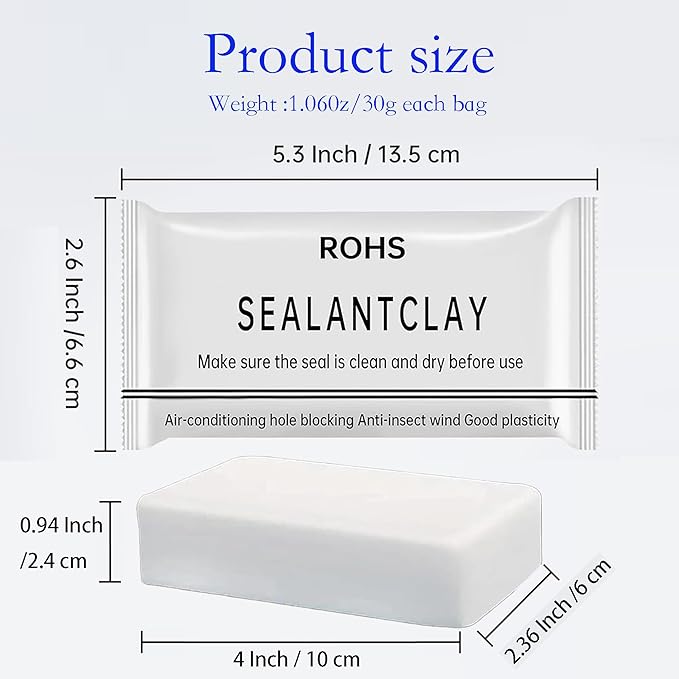 8-Pack New Type White Waterproof Sealant Mastic, 2025 Upgrade Repair Sealing Clay, Plumbers Putty for Wall Holes AC Gaps Drain Pipe Sealing, Indoor Outdoor Waterproof Repair, Wall Hole