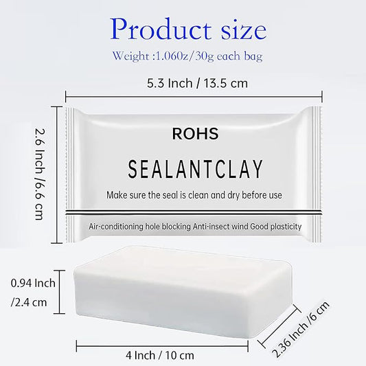 8-Pack New Type White Waterproof Sealant Mastic, 2025 Upgrade Repair Sealing Clay, Plumbers Putty for Wall Holes AC Gaps Drain Pipe Sealing, Indoor Outdoor Waterproof Repair, Wall Hole