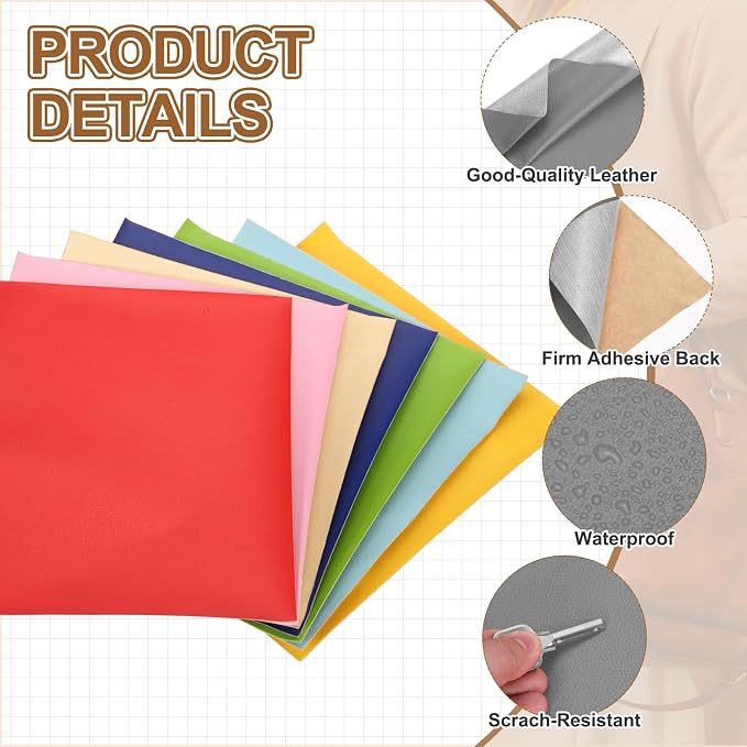 MECCANIXITY 5 Pcs Leather Repair Patch 10"x12" Self-Adhesive Leather Vinyl Repair Tape Kit for Furniture Couches Sofa Chair Car Boat Seats Jackets, Gray